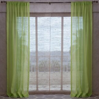 Calyz Lime Green 100% Linen Gauze Curtain